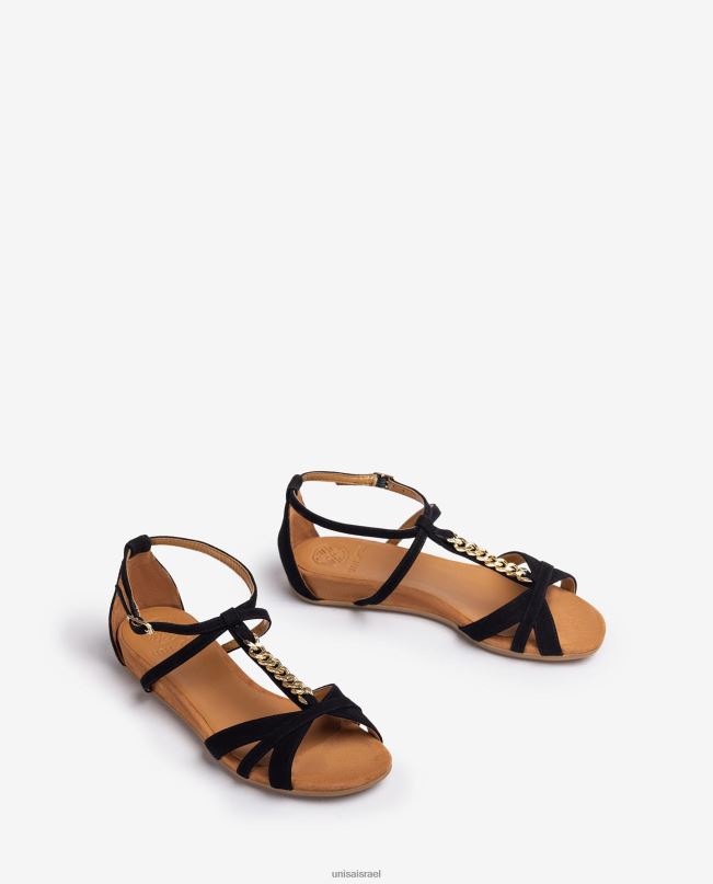 Unisa סנדל שטוח עם שרשרת שָׁחוֹר נשים V2BP289