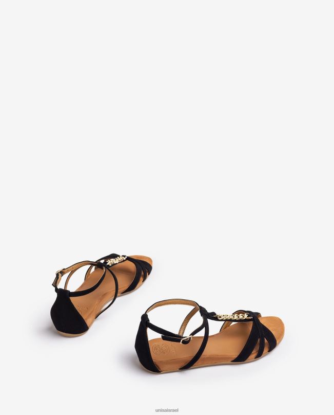 Unisa סנדל שטוח עם שרשרת שָׁחוֹר נשים V2BP289