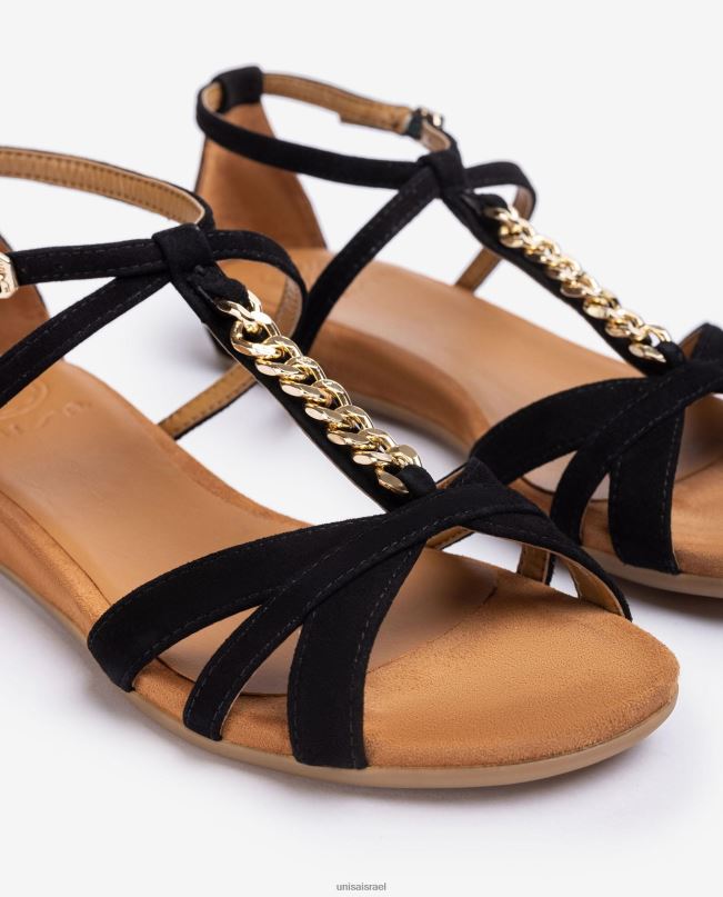 Unisa סנדל שטוח עם שרשרת שָׁחוֹר נשים V2BP289
