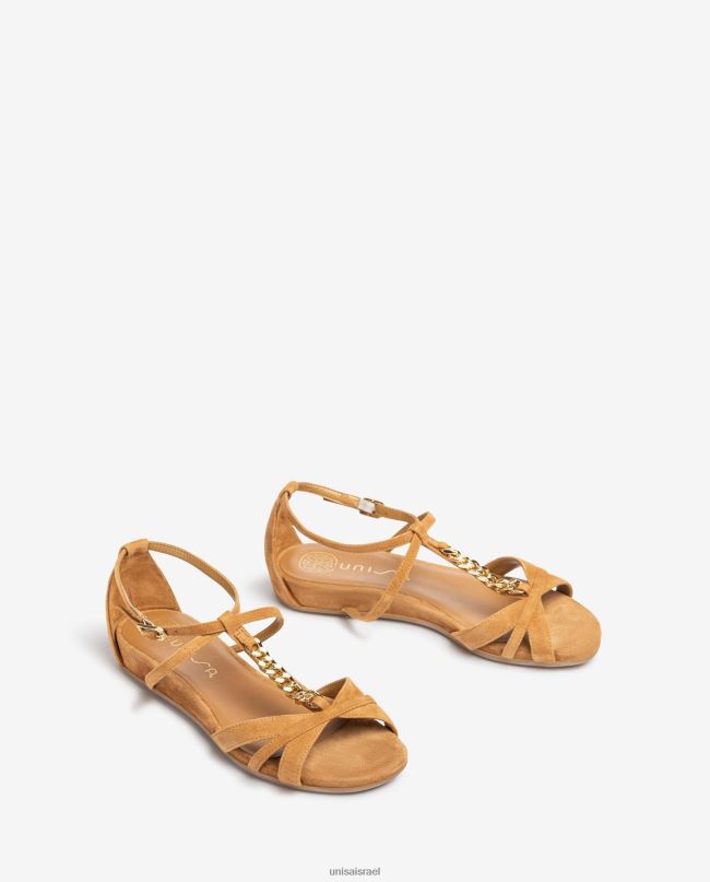 Unisa סנדל שטוח עם שרשרת חום נשים V2BP290