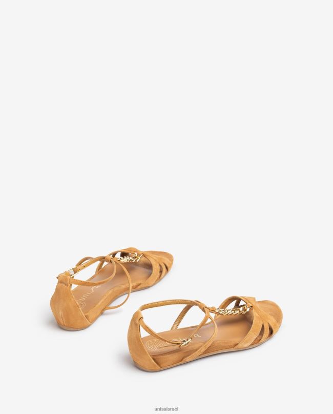 Unisa סנדל שטוח עם שרשרת חום נשים V2BP290