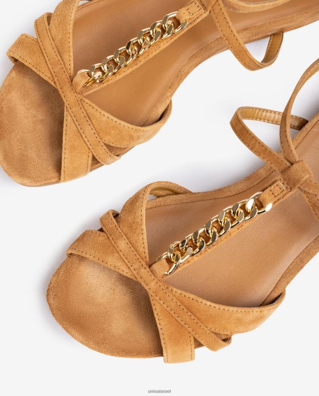 Unisa סנדל שטוח עם שרשרת חום נשים V2BP290