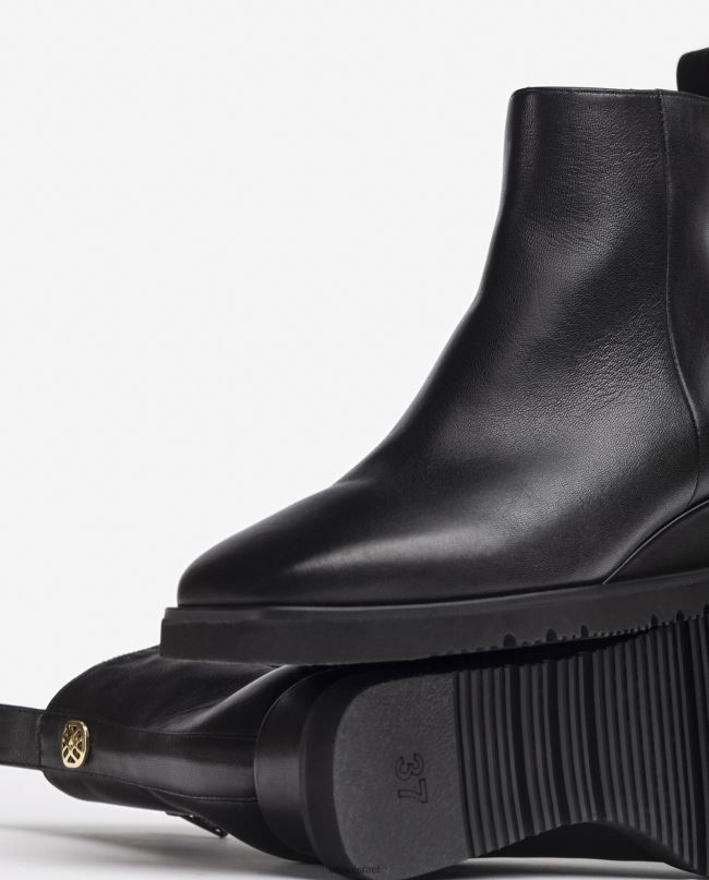 Unisa מגף עור עם טריז שָׁחוֹר נשים V2BP2911