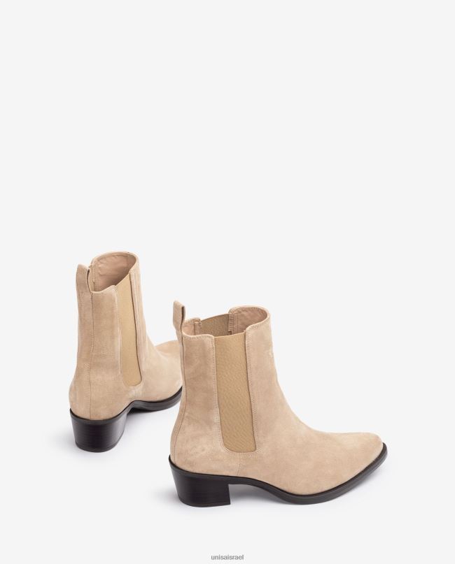 Unisa מגף בוקרים זמש עם שקעים בז' נשים V2BP2915