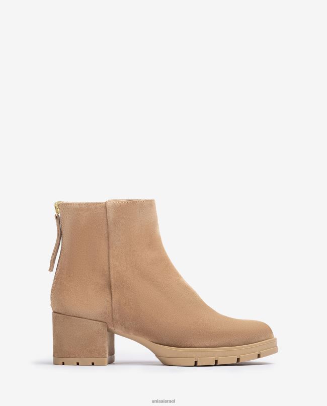 Unisa מגפי עור עם רוכסן בז' נשים V2BP2921