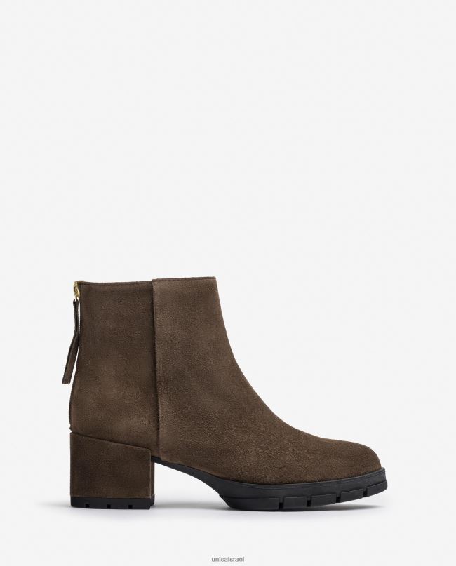 Unisa מגפי עור עם רוכסן חום נשים V2BP2923