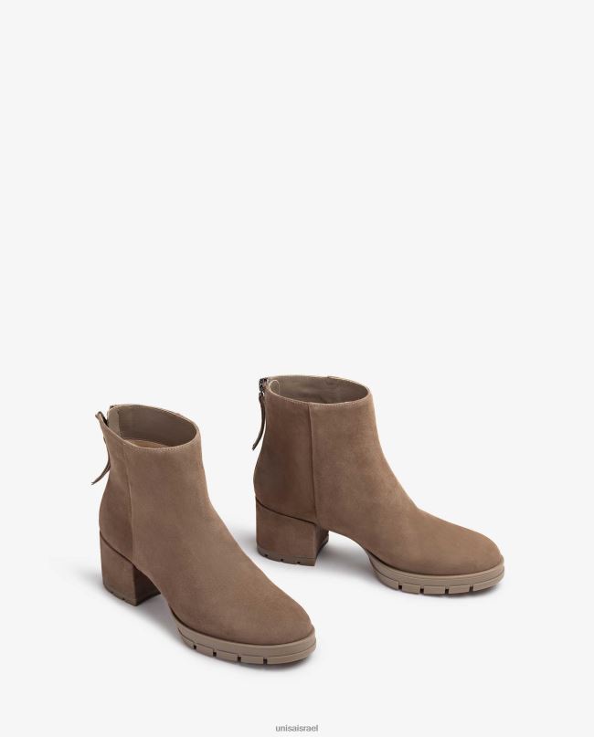 Unisa מגפי עור עם רוכסן חום נשים V2BP2924