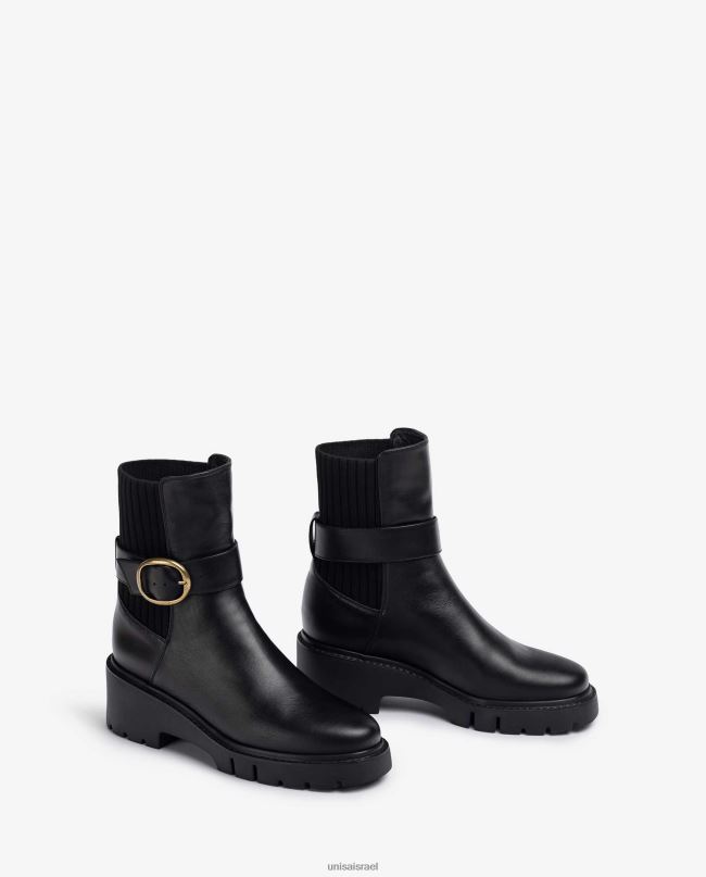 Unisa מגפי עור עם גומי גב ורצועת אבזם אופנה נשים V2BP2933