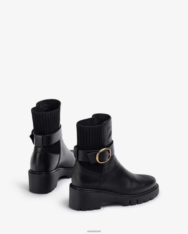 Unisa מגפי עור עם גומי גב ורצועת אבזם אופנה נשים V2BP2933