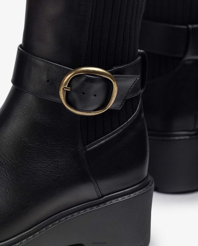 Unisa מגפי עור עם גומי גב ורצועת אבזם אופנה נשים V2BP2933