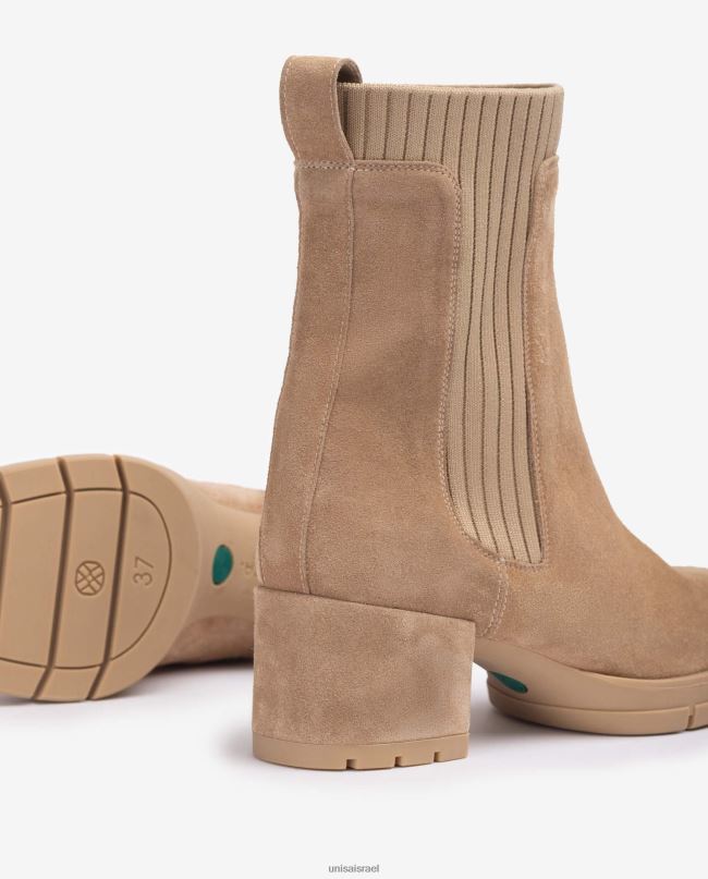 Unisa מגפון זמש עם גרב מצולע בז' ילדים V2BP2935