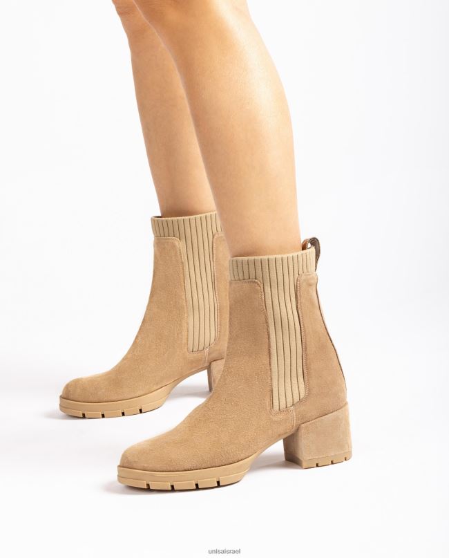 Unisa מגפון זמש עם גרב מצולע בז' ילדים V2BP2935