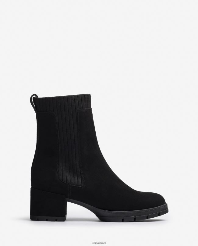 Unisa מגפון זמש עם גרב מצולע שָׁחוֹר ילדים V2BP2937