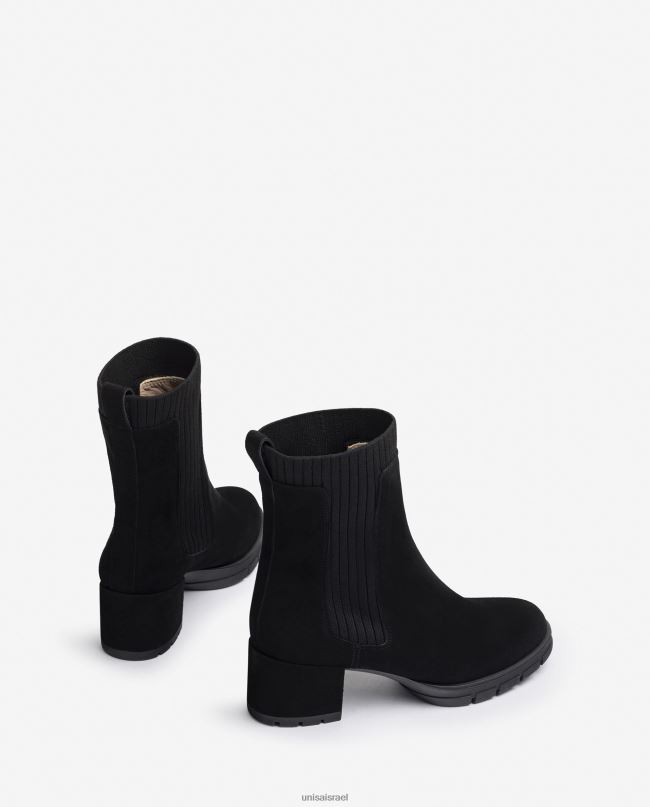 Unisa מגפון זמש עם גרב מצולע שָׁחוֹר ילדים V2BP2937