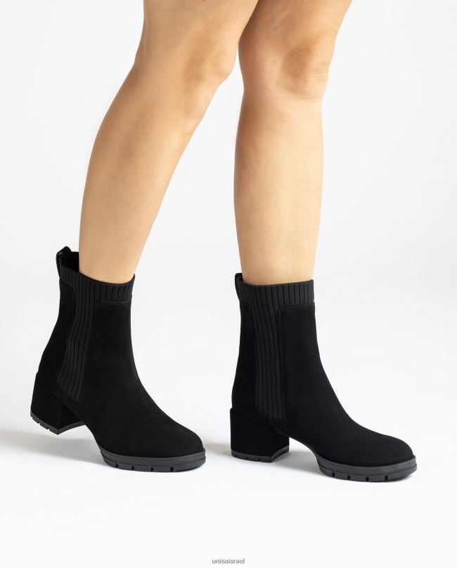 Unisa מגפון זמש עם גרב מצולע שָׁחוֹר ילדים V2BP2937