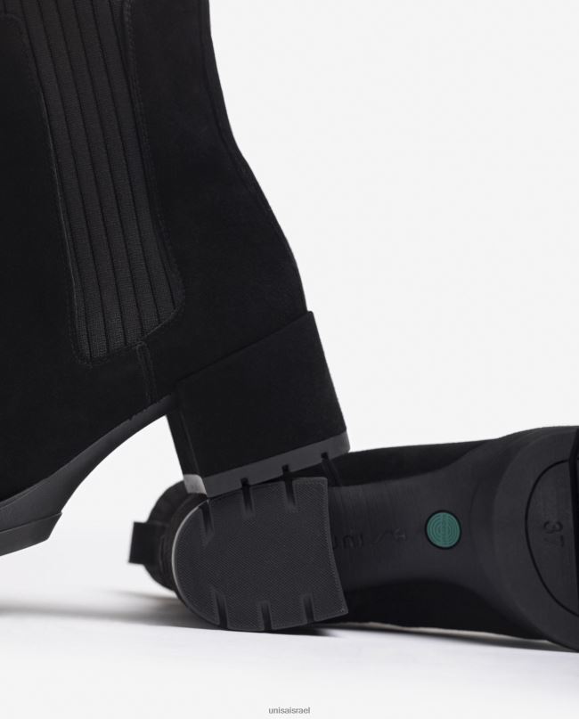 Unisa מגפון זמש עם גרב מצולע שָׁחוֹר ילדים V2BP2937