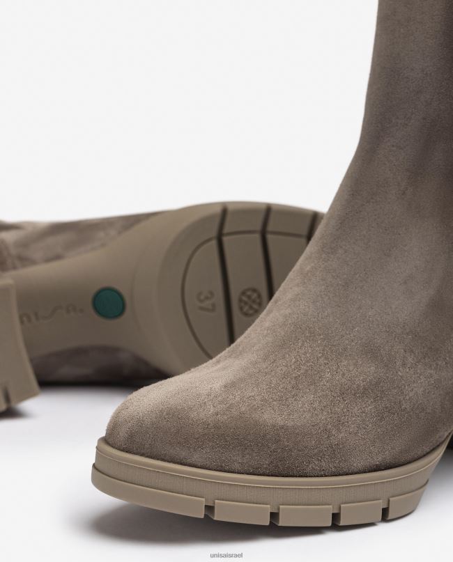 Unisa מגפון זמש עם גרב מצולע חום ילדים V2BP2938