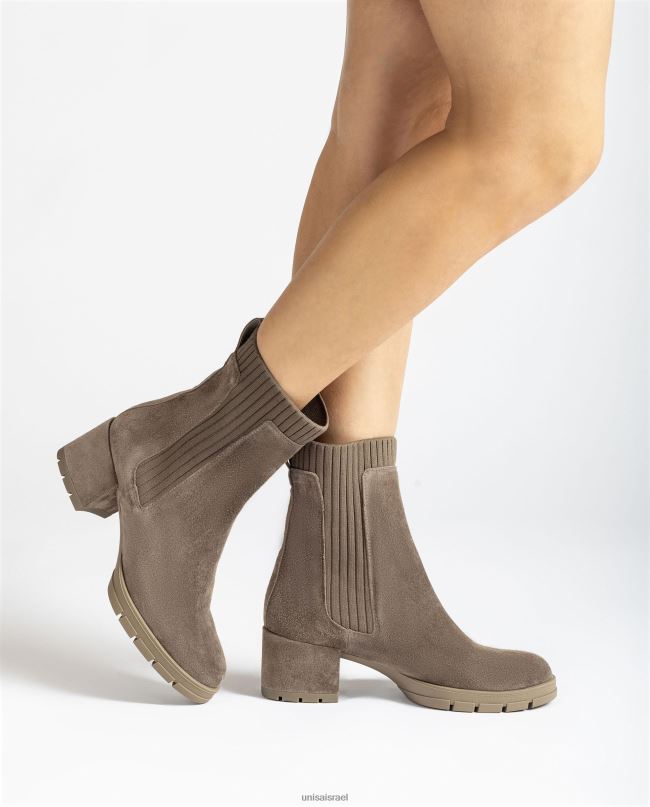 Unisa מגפון זמש עם גרב מצולע חום ילדים V2BP2938