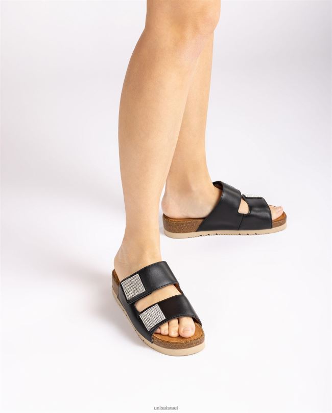 Unisa סנדל שטוח עם רצועה כפולה שָׁחוֹר נשים V2BP294