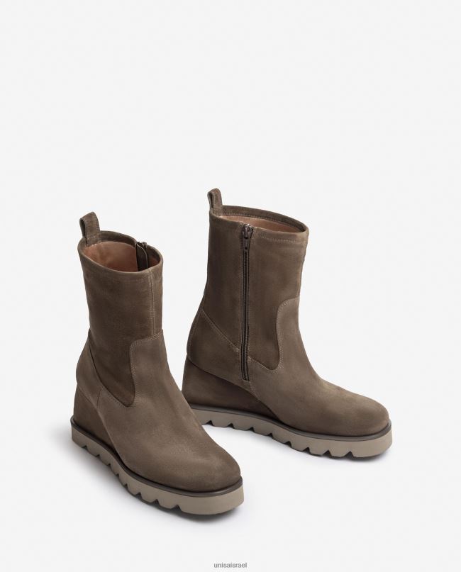 Unisa מגף קרסול עם סוליית גומי חום נשים V2BP2974