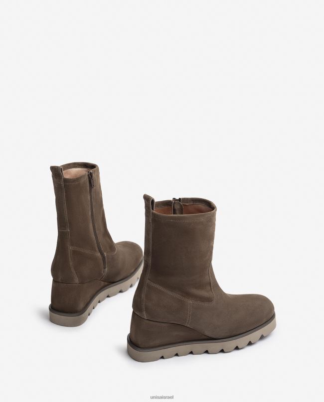 Unisa מגף קרסול עם סוליית גומי חום נשים V2BP2974