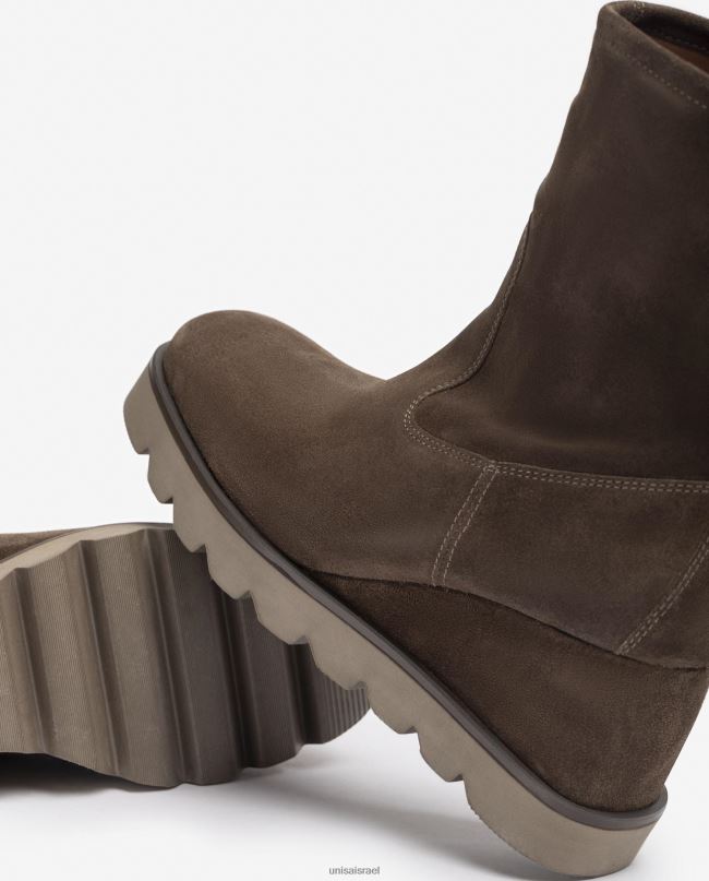 Unisa מגף קרסול עם סוליית גומי חום נשים V2BP2974