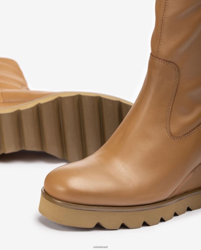 Unisa מגף קרסול עם סוליית גומי חום נשים V2BP2976