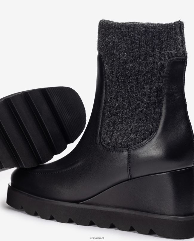 Unisa מגפון קרסול עם רבע בד מצולע אופנה נשים V2BP2979