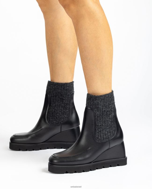 Unisa מגפון קרסול עם רבע בד מצולע אופנה נשים V2BP2979