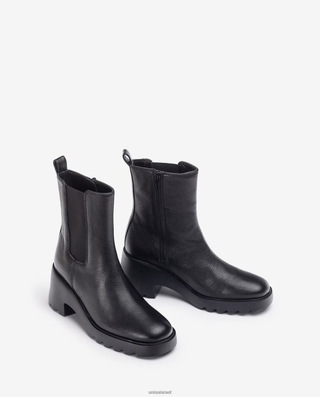 Unisa מגפון קרסול עם שקעים בצד ורוכסן אופנה נשים V2BP2984