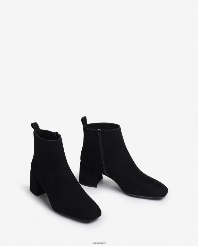 Unisa מגפון קרסול עם עקב רחב שָׁחוֹר נשים V2BP2988