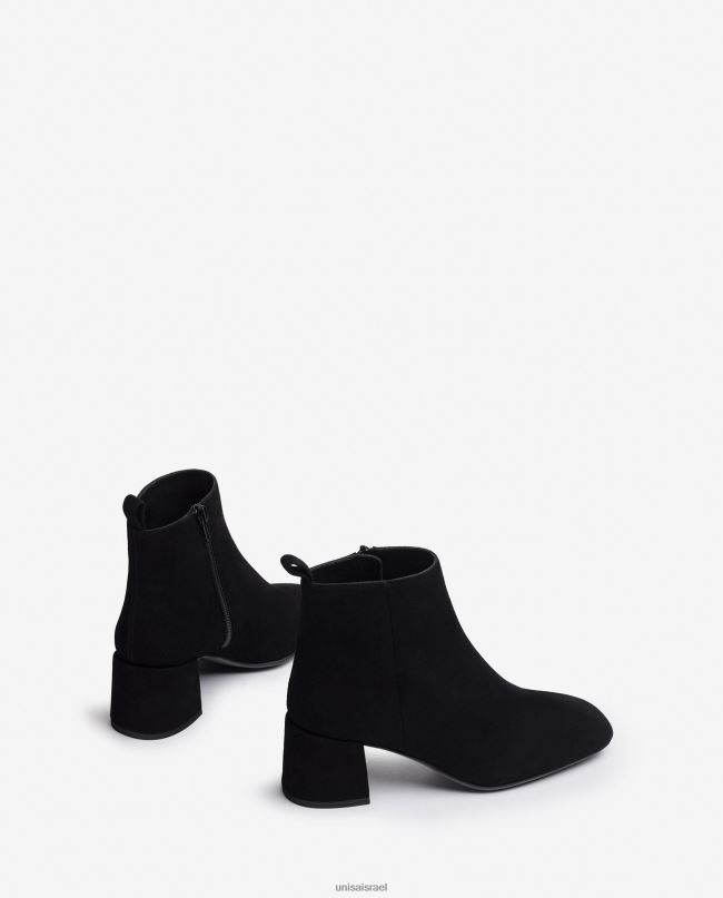 Unisa מגפון קרסול עם עקב רחב שָׁחוֹר נשים V2BP2988