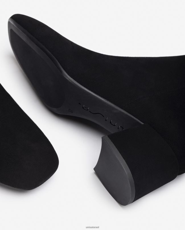 Unisa מגפון קרסול עם עקב רחב שָׁחוֹר נשים V2BP2988