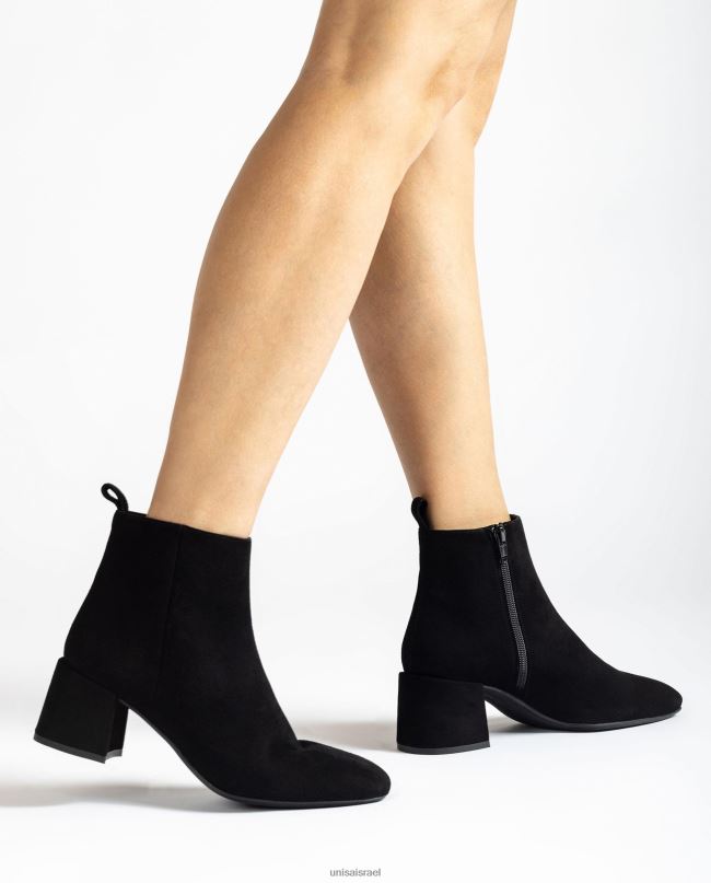 Unisa מגפון קרסול עם עקב רחב שָׁחוֹר נשים V2BP2988