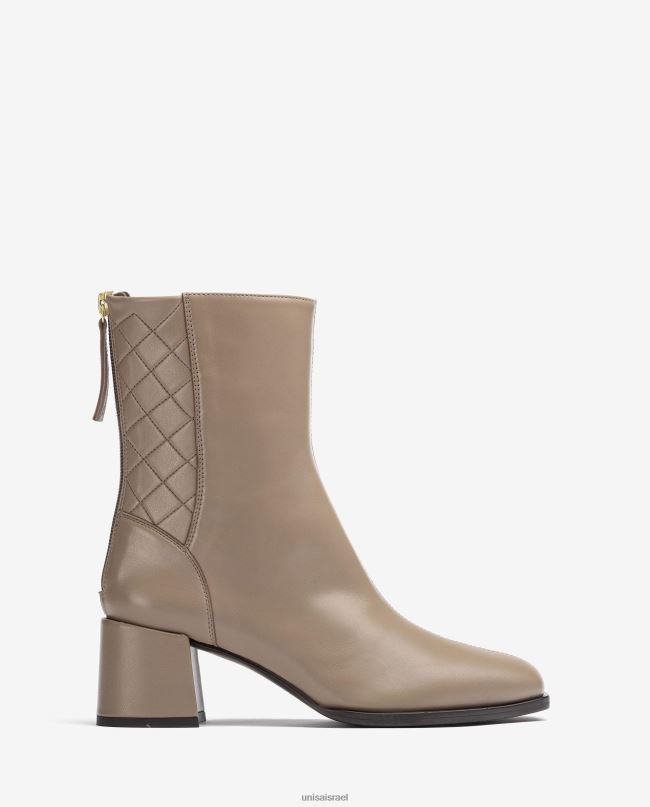 Unisa מגפון קרסול עם עקב רחב חום נשים V2BP2991