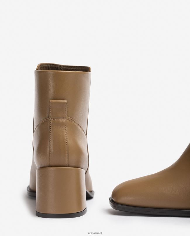 Unisa מגפון קרסול עם שקעים בצד חום נשים V2BP2996