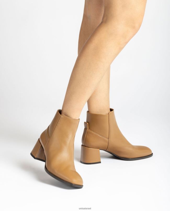 Unisa מגפון קרסול עם שקעים בצד חום נשים V2BP2996