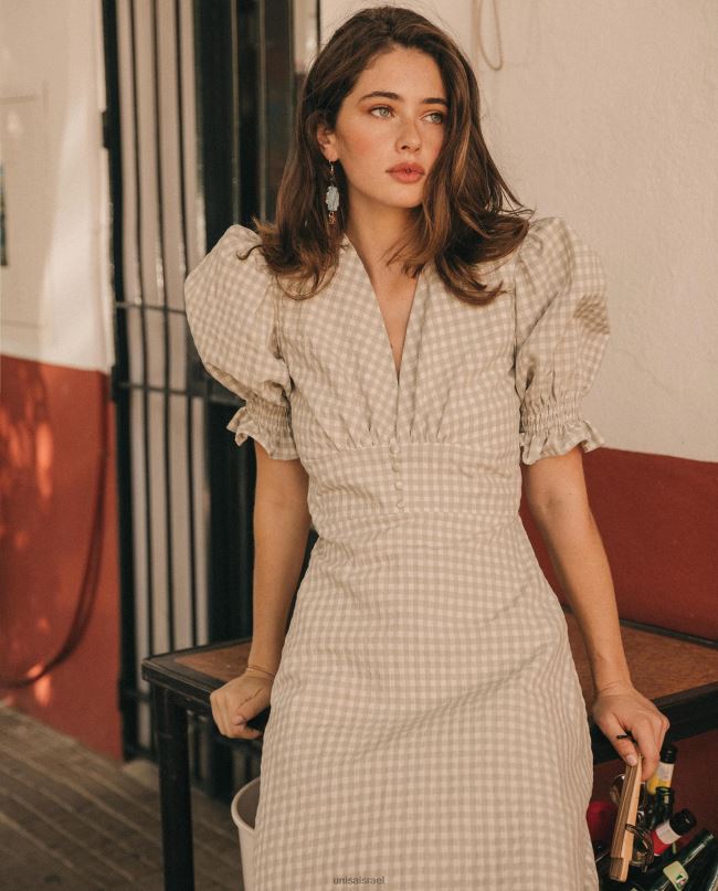 Unisa שמלת מידי עם צווארון V אופנה נשים V2BP21251