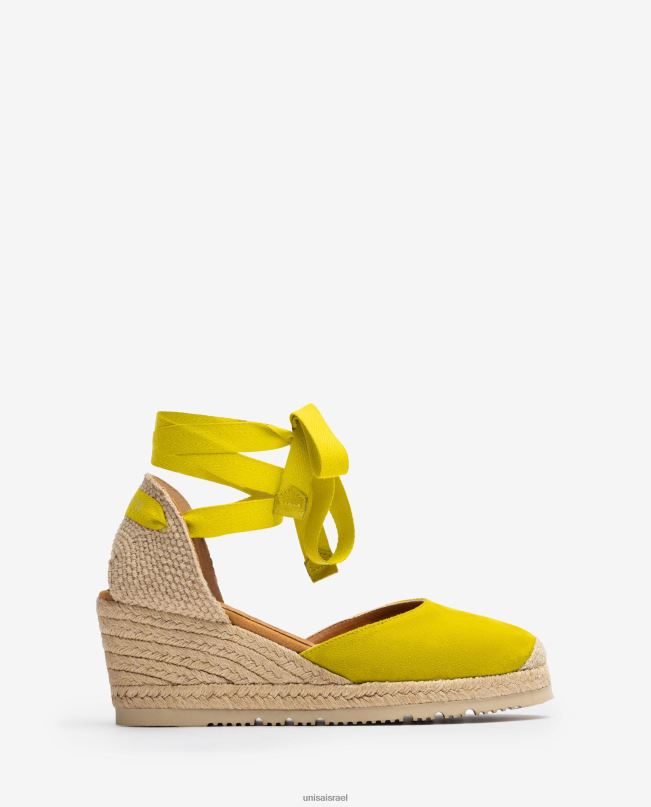 Unisa אספדריל רצועת קרסול d'orsay עם שרוכים ירוק נשים V2BP2703