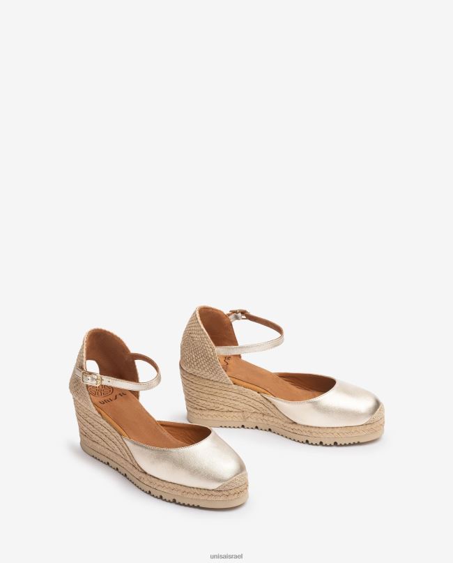 Unisa אספדריל רצועת קרסול עם אפקט מתכתי של d'orsay זהב נשים V2BP2732