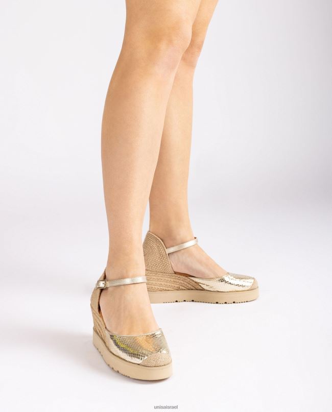 Unisa אספדריל רצועת קרסול עם אפקט מתכתי של d'orsay זהב נשים V2BP2766