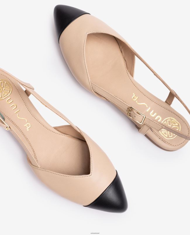 Unisa נעל שטוחה בעלת שני גוונים בז' נשים V2BP2493